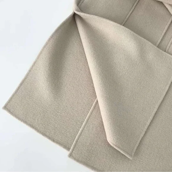 ⛄️CLAUDIE PIERLOT double-breasted patch pocket long wool blend coat NWOT - Picture 11 of 15